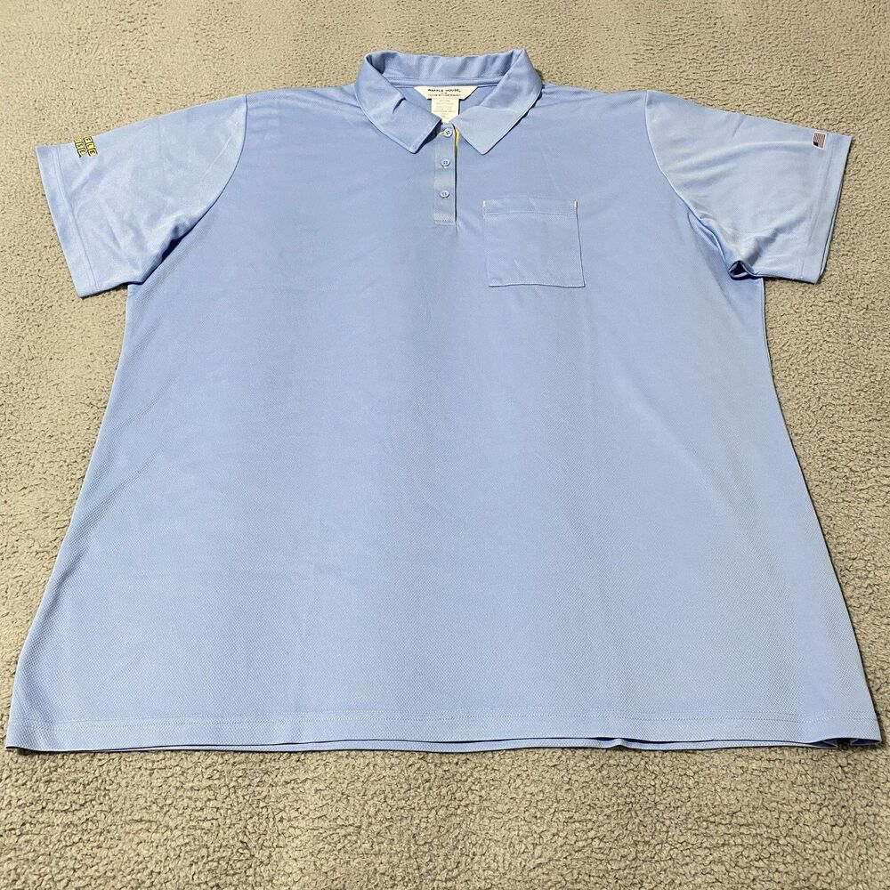 Waffle House Polo Shirt Womens 4XL Blue Short Sleeve Logo Employee Uniform Work